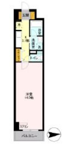 ロイヤルパークスシーサー　822号室　間取り