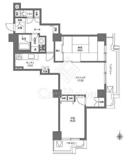 文京グリーンコートビュータワー本駒込　A404号室　間取り