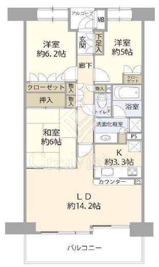 小石川後楽園パークハウス　7F2号室　間取り