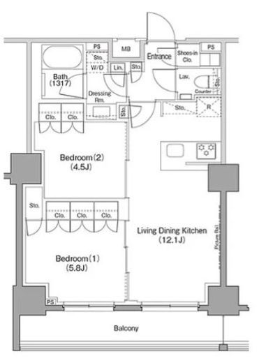 ザ・パークハビオ巣鴨　1012号室　間取り