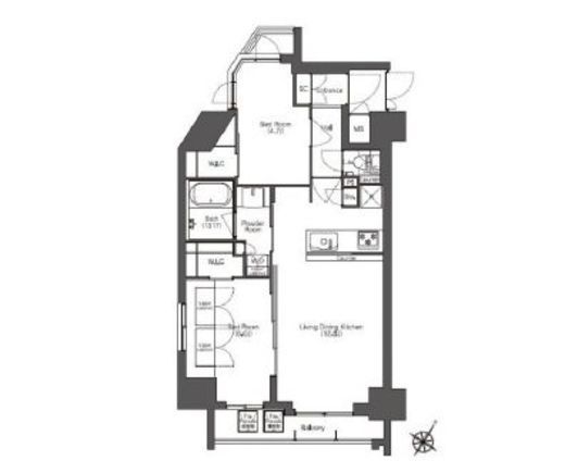 コンフォリア滝野川　1108号室　間取り