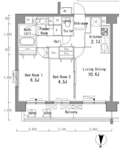 パークアクシス滝野川　307号室　間取り