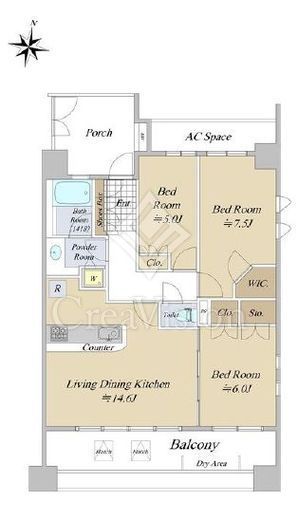シティハウス本郷弓町　10F2号室　間取り