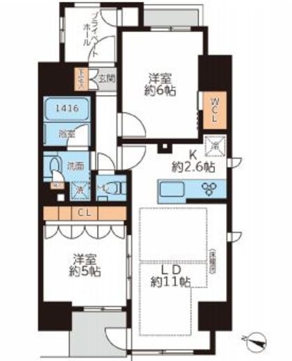 グランカーサ本駒込　1201号室　間取り