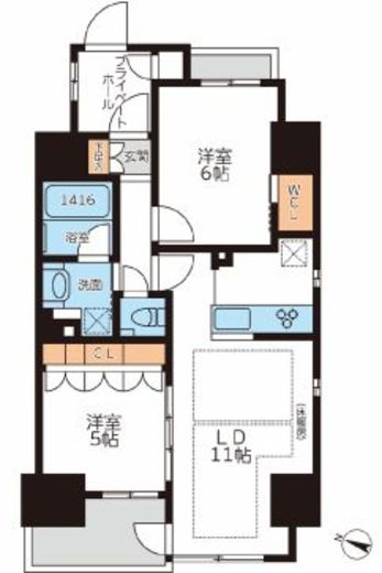 グランカーサ本駒込　401号室　間取り