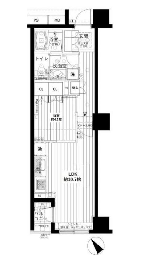 ハウスコート築地　5F号室　間取り