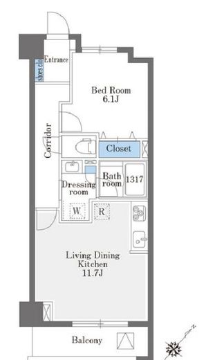 La Douceur巣鴨West (ラドゥセール巣鴨ウエスト)　107号室　間取り