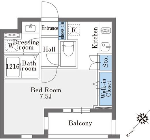 La Douceur巣鴨East (ラドゥセール巣鴨イースト)　212号室　間取り