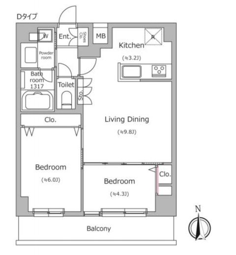 ドゥーエ南千住　308号室　間取り