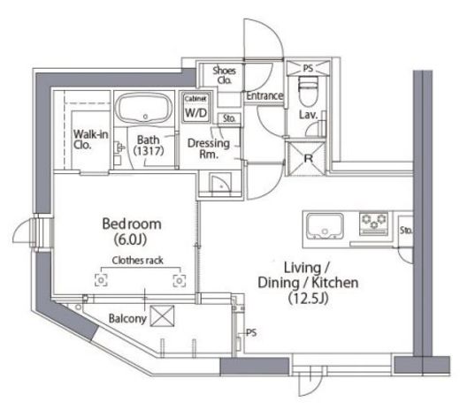 エルスタンザ文京湯島　701号室　間取り