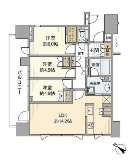 クレヴィア茗荷谷 文京の丘　1501号室　間取り