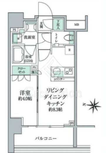 クレヴィア日暮里 THE RESIDENCE　2F1号室　間取り