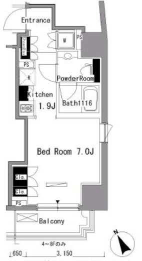 パークアクシス新板橋　E904号室　間取り