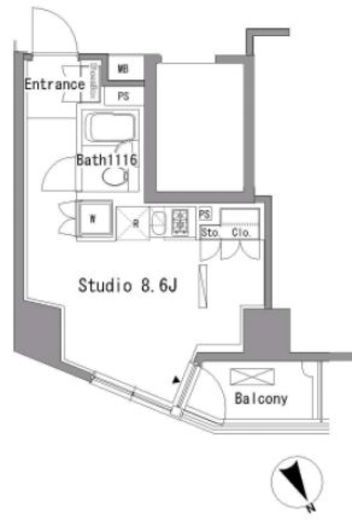 パークアクシス新板橋　W1401号室　間取り