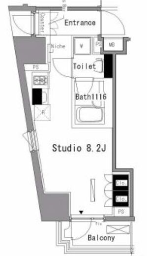 パークアクシス新板橋　W704号室　間取り