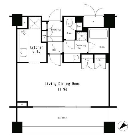 パークオアシス赤坂丹後坂　405号室　間取り