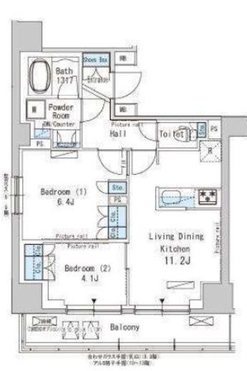 パークアクシス西巣鴨　1302号室　間取り