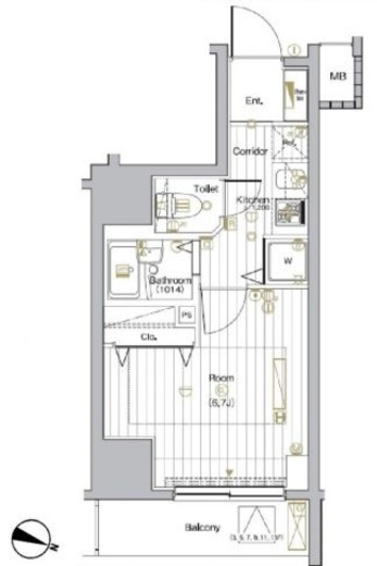 シーネクス本駒込　1002号室　間取り