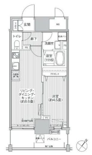グランデュール富士　505号室　間取り