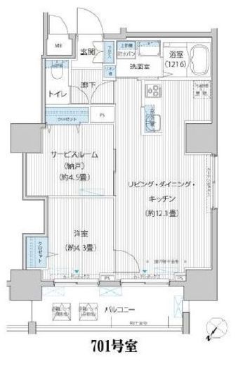 グランデュール富士　701号室　間取り
