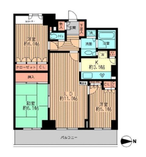 リーデンスタワー　1602号室　間取り