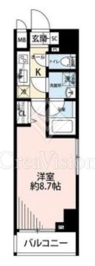 プレール・ドゥーク文京湯島　804号室　間取り