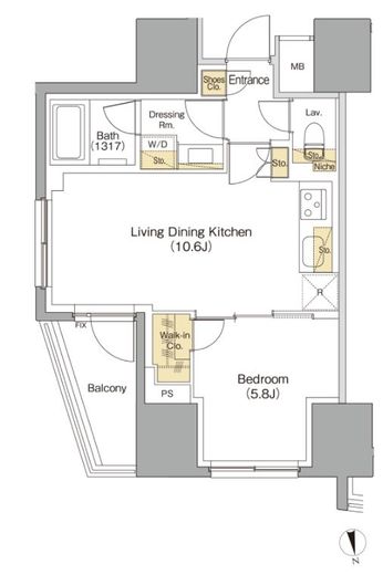 ザ・パークハビオ本郷菊坂　1001号室　間取り