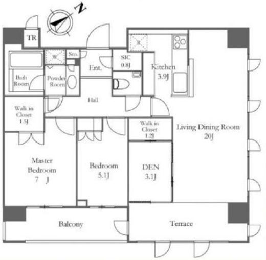 渋谷アインス　15F2号室　間取り