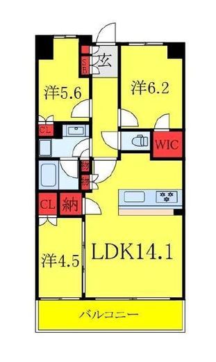 ザ・パークハウスオイコス赤羽志茂サードスクエア　7F1号室　間取り