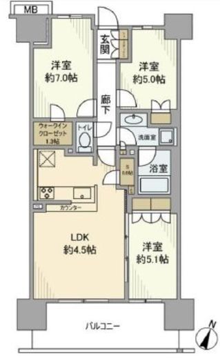 ザ・パークハウスオイコス赤羽志茂サードスクエア　721号室　間取り