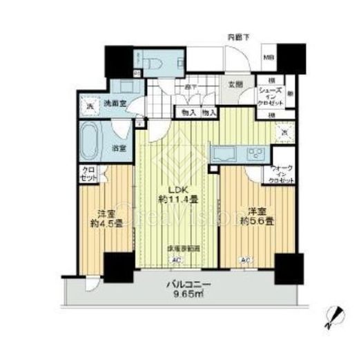 王子飛鳥山ザ・ファーストタワー＆レジデンス　T1701号室　間取り