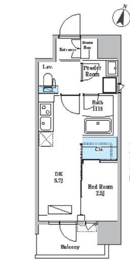 デュオフラッツ飯田橋　E802号室　間取り