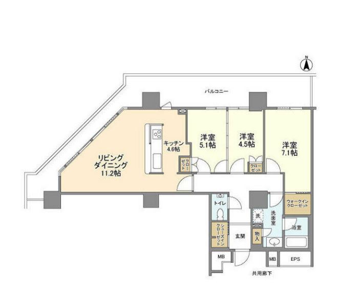 豊洲シエルタワー　1801号室　間取り