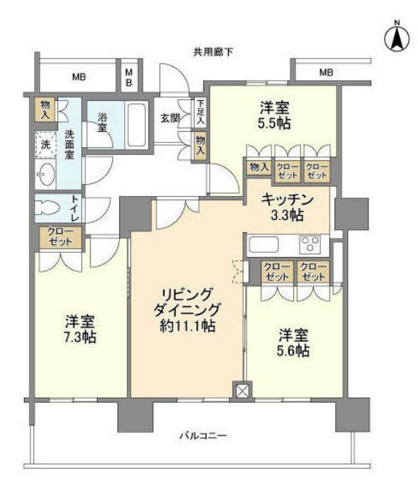 豊洲シエルタワー　2407号室　間取り