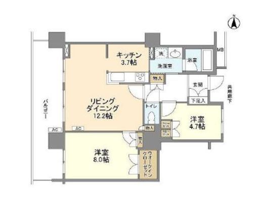 豊洲シエルタワー　2505号室　間取り