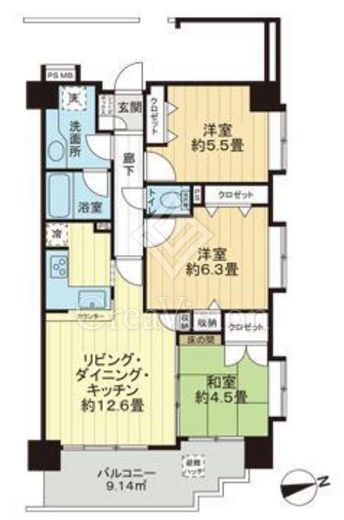 ロイヤルタワー春日　501号室　間取り