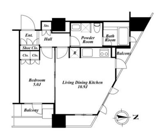 プライムアーバン新宿夏目坂タワーレジデンス　1005号室　間取り