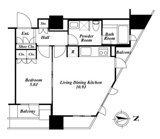 プライムアーバン新宿夏目坂タワーレジデンス　2205号室　間取り