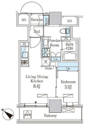 パークアクシス池袋パークフロント　602号室　間取り