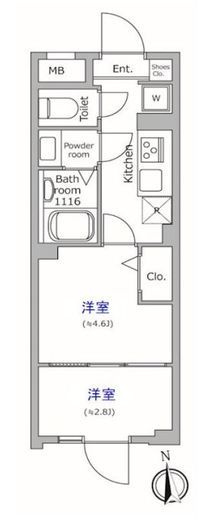 グローリオシェルト池袋本町　406号室　間取り