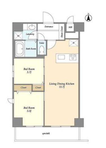 グランカーサ南千住　404号室　間取り