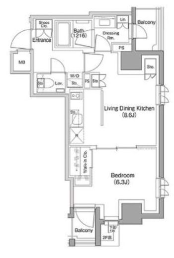 ザ・パークハビオ小石川　507号室　間取り