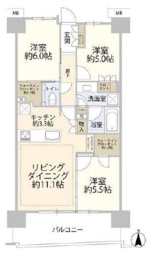 ガーデンクロス東京王子　6F1号室　間取り