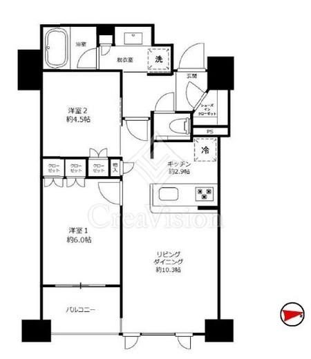 クレヴィア文京関口　6F1号室　間取り