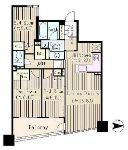 プラウド王子本町ディアージュ　104号室　間取り