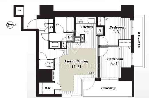 シティインデックス西日暮里　2F1号室　間取り