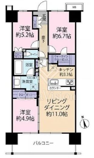 ファインシティ王子神谷リバー&フォレスト　8F2号室　間取り