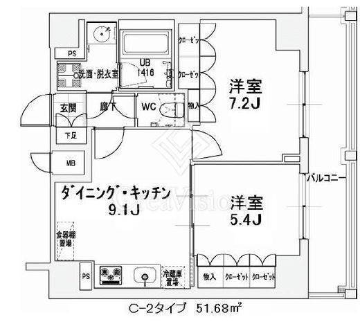 エスティメゾン王子　1303号室　間取り