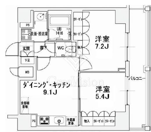エスティメゾン王子　1302号室　間取り