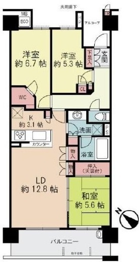 リライズガーデン西新井スカイレジデンス　824号室　間取り